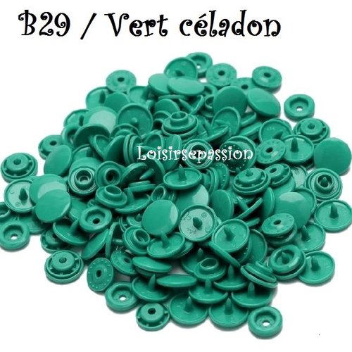 Lot de 5 sets - bouton pression marque kam t5 - b29 / vert céladon - oeko-tex standard 100 - bébé layette couture