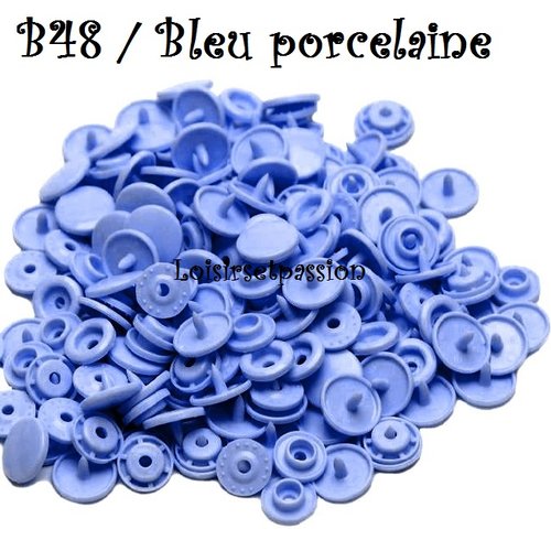 Lot de 5 sets - bouton pression marque kam t5 - b48 / bleu porcelaine - oeko-tex standard 100 - bébé layette couture