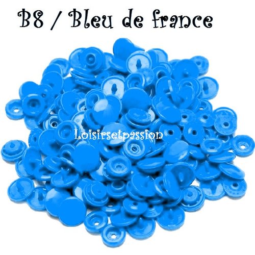 Lot de 5 sets - bouton pression marque kam t5 - b8 / bleu de france - oeko-tex standard 100 - bébé layette couture