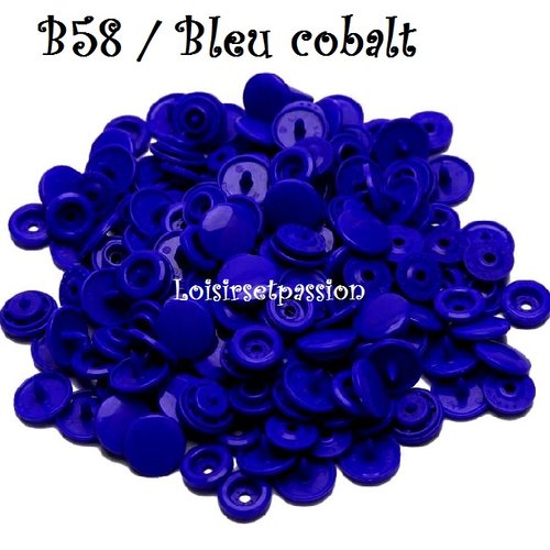 Lot de 5 sets - bouton pression marque kam t5 - b58 / bleu cobalt - oeko-tex standard 100 - bébé layette couture