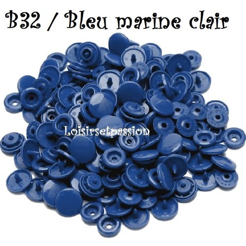 Lot de 5 sets - bouton pression marque kam t5 - b32 / bleu marine clair - oeko-tex standard 100 - bébé layette couture