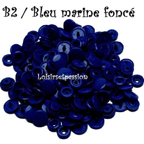 Lot de 5 sets - bouton pression marque kam t5 - b2 / bleu marine foncé - oeko-tex standard 100 - bébé layette couture