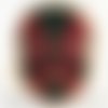 Patch écusson thermocollant - crane tête masque rouge noir ** 8 x 10,5 cm ** applique à repasser