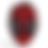 Patch écusson thermocollant - tête masque joker rouge noir ** 6 x 9,5 cm ** applique à repasser
