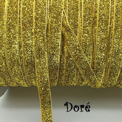 Ruban velours - n°48 / doré - galon scintillant paillette glitter ** 10 mm ** vendu au mètre