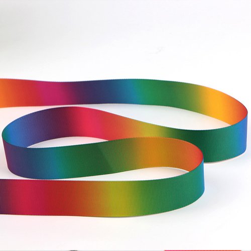 Ruban gros grain double face - arc en ciel rainbow multicolore ** 16 mm ** galon imprimé - vendu par 50 cm