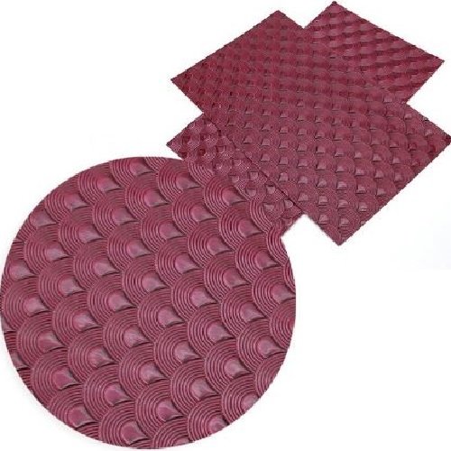 Feuille de simili cuir, écaille rosace / rouge rosé ** 20 cm x 34 cm ** pvc imprimé, vendu à l'unité - s035