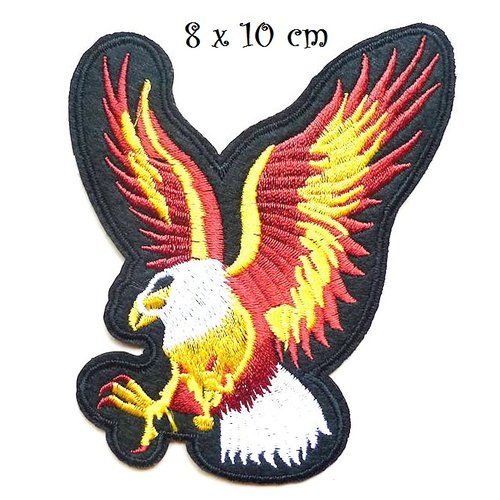 Écusson patch brodé thermocollant, aigle royal ** 8 x 10 cm ** blouson moto - applique à repasser