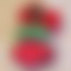 Bouton décoration bicolore - thème noël christmas / cloche rouge vert ** 16 x 17 mm ** vendu à l'unité - b14