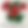 Grande applique brodée, branche de 3 fleurs roses / rose fuchsia ** 25 x 25 cm ** à coudre - acd108