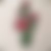 Écusson patch brodé thermocollant - tige fleurie, roses rouges ** 13 x 28 cm ** applique à repasser
