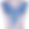 Col dentelle plastron / bleu turquoise clair ** 33 x 37 cm ** applique fleur brodée à coudre - cd111