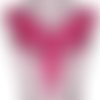 Col dentelle plastron / rose framboise ** 33 x 37 cm ** applique fleur brodée à coudre - cd111