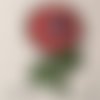 Écusson patch - fleur rouge ** 8 x 13 cm ** applique brodée thermocollant - à repasser - c113