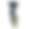 Grande applique dentelle / bleu ** 15 x 41 cm ** fleur feuille brodée 3d - acd01 