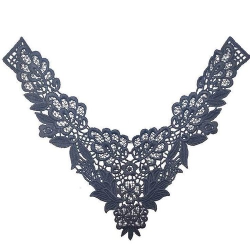 CD08 NOIR ** 36 x 33 cm ** COL DENTELLE PLASTRON APPLIQUE GUIPURE