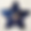 Écusson patch thermocollant - étoile bicolore sequin / bleu argent ** 8 x 8 cm ** applique brodée à repasser