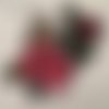 Écusson patch - fleur bouton blanc rouge ** 7 x 11,5 cm ** applique brodée thermocollante - c117