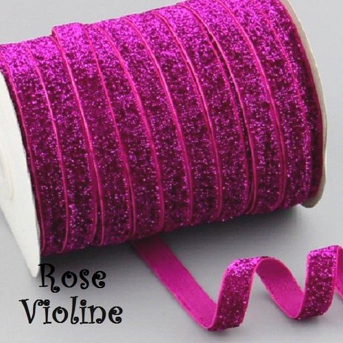 Ruban velours - n°18 / rose violine - galon scintillant paillette glitter ** 10 mm ** vendu au mètre