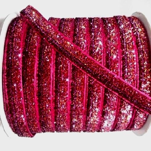 Ruban velours - n°42 / rouge cuivre violet - galon scintillant paillette glitter ** 10 mm ** vendu au mètre