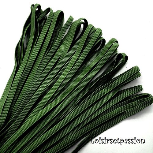 Ruban élastique souple plat / vert kaki ** 6 mm ** vendu au mètre - couture,  masque, etc ..