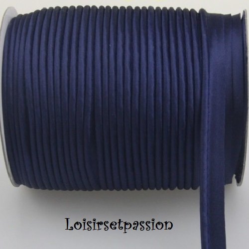 Ruban passepoil polyester satiné - 25 / bleu marine ** 12 mm ** bordure, coussin, nappe, sacs - vendu au mètre