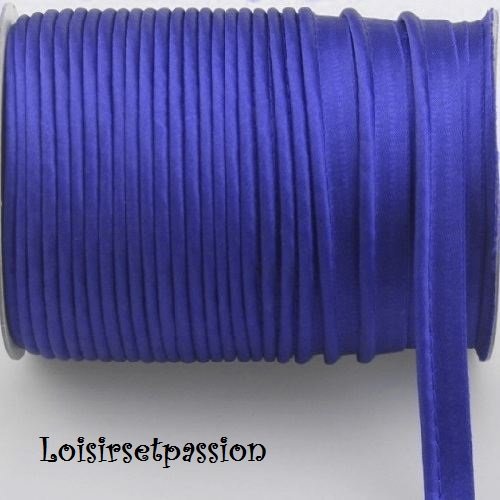 Ruban passepoil polyester satiné - 24 / bleu roi ** 12 mm ** bordure, coussin, nappe, sacs - vendu au mètre