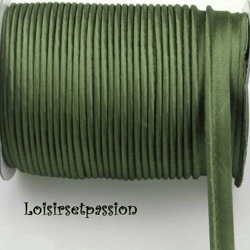 Ruban passepoil polyester satiné - 19 / vert kaki ** 12 mm ** bordure, coussin, nappe, sacs - vendu au mètre