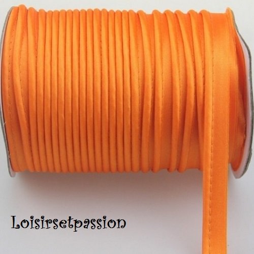 Ruban passepoil polyester satiné - 42 / orange ** 12 mm ** bordure, coussin, nappe, sacs - vendu au mètre