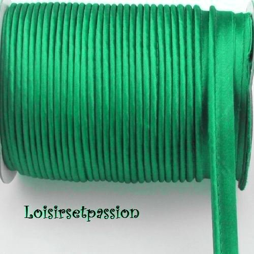 Ruban passepoil polyester satiné - 17 / vert pré ** 12 mm ** bordure, coussin, nappe, sacs - vendu au mètre