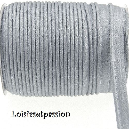 Ruban passepoil polyester satiné - 14 / gris perle ** 12 mm ** bordure, coussin, nappe, sacs - vendu au mètre
