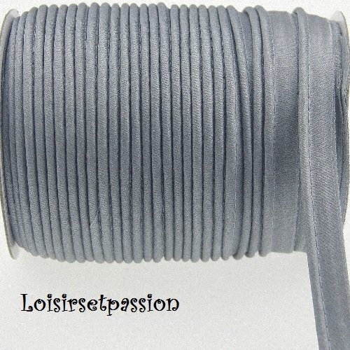 Ruban passepoil polyester satiné - 13 / gris argent ** 12 mm ** bordure, coussin, nappe, sacs - vendu au mètre