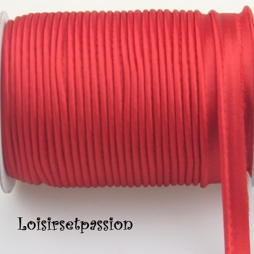 Ruban passepoil polyester satiné - 06 / rouge ** 12 mm ** bordure, coussin, nappe, sacs - vendu au mètre