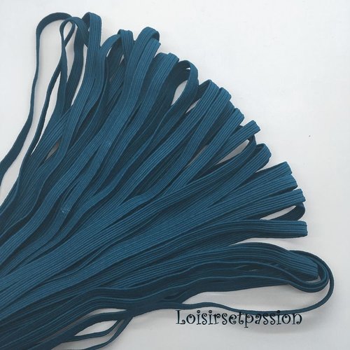 Ruban élastique souple plat / bleu marine clair ** 6 mm ** vendu au mètre - couture,  masque, etc ..