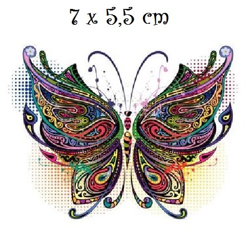 Patch applique, dessin transfert thermocollant, papillon motif aquarelle multicolore ** 7 x 5,5 cm ** sérigraphie à repasser - t184