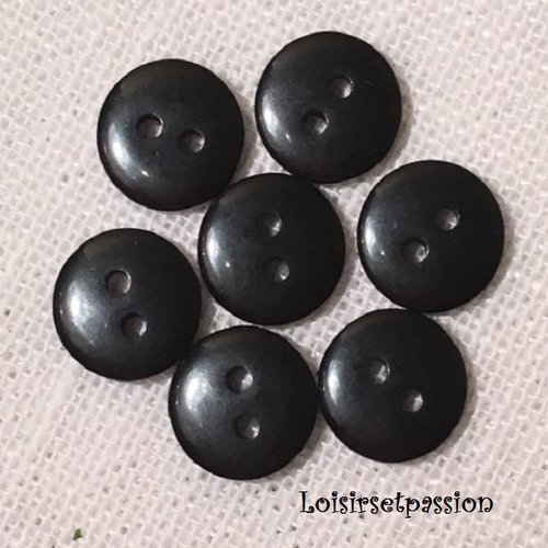 Lot de 8 petits boutons / noir ** 10 mm ** bouton rond en résine - layette couture poupée bébé scrapbooking - br10mm