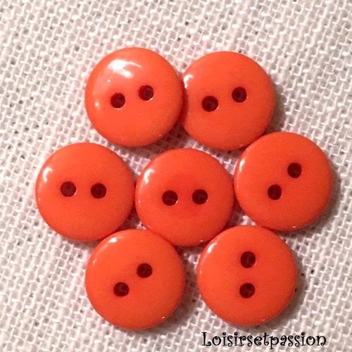 Lot de 8 petits boutons / orange ** 10 mm ** bouton rond en résine - layette couture poupée bébé scrapbooking - br10mm