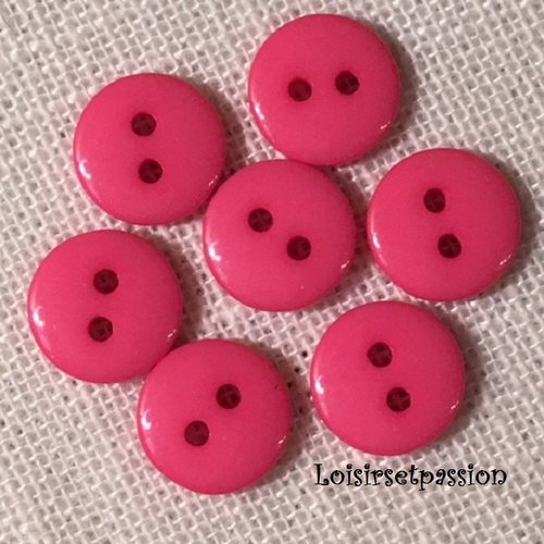 Lot de 8 petits boutons / rose fraise ** 10 mm ** bouton rond en résine - layette couture poupée bébé scrapbooking - br10mm