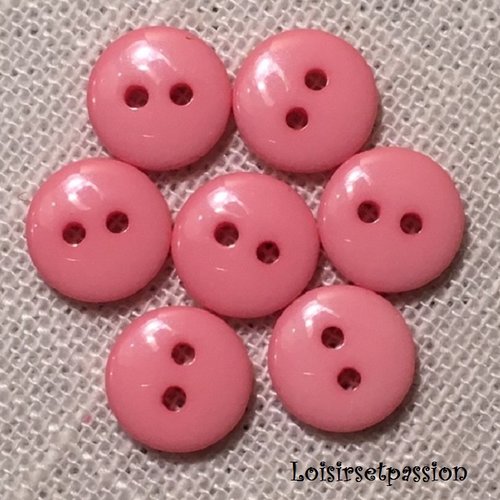 Lot de 8 petits boutons / rose ** 10 mm ** bouton rond en résine - layette couture poupée bébé scrapbooking - br10mm