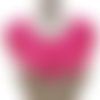 Col dentelle plastron rond arabesque / rose fuchsia ** 32 x 33 cm ** applique à coudre - cd214