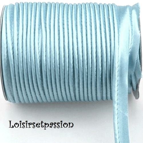 Ruban passepoil polyester satiné - 22 / bleu grisé ** 12 mm ** bordure, coussin, nappe, sacs - vendu au mètre