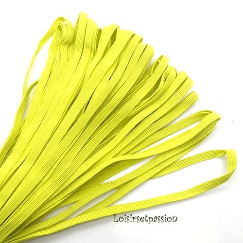 Ruban élastique souple plat / jaune citron ** 6 mm ** vendu au mètre - couture,  masque, etc ..