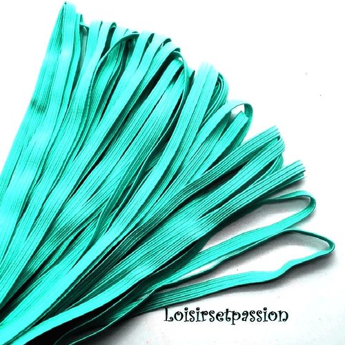 Ruban élastique souple plat / vert turquoise ** 6 mm ** vendu au mètre - couture,  masque, etc ..