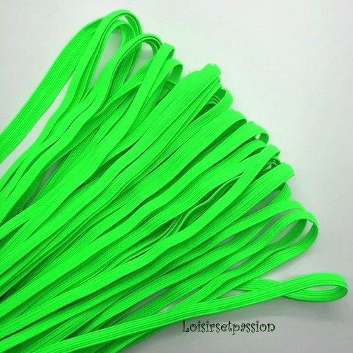 Ruban élastique souple plat / vert fluo ** 6 mm ** vendu au mètre - couture,  masque, etc ..