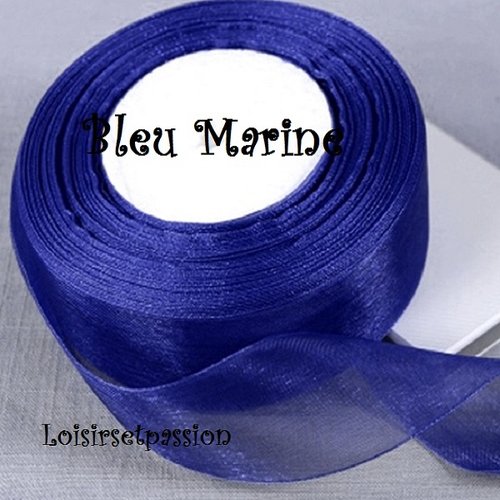Ruban voile organza ** 25 mm ** 054 / bleu marine - galon organdi - vendu au mètre