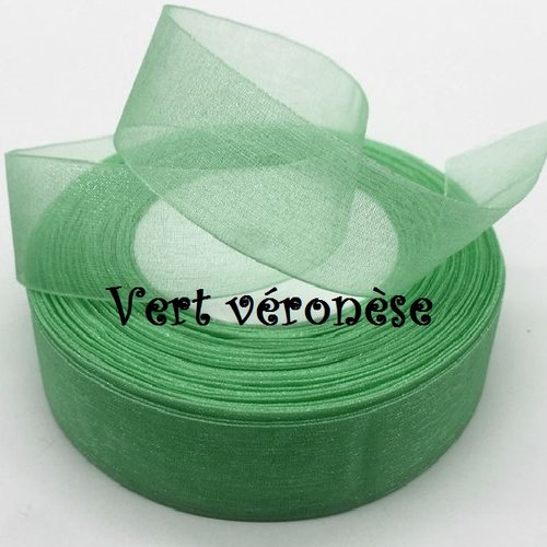 Ruban voile organza ** 25 mm ** 199 / vert véronèse - galon organdi - vendu au mètre