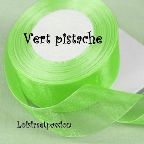 Ruban voile organza ** 25 mm ** 126 / vert pistache - galon organdi - vendu au mètre