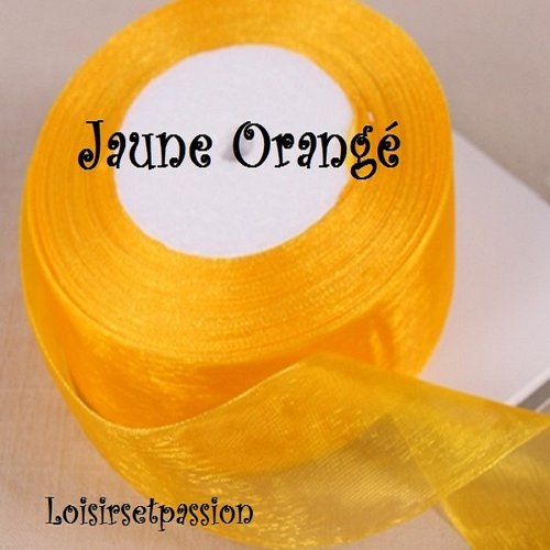 Ruban voile organza ** 25 mm ** 016 / jaune orange - galon organdi - vendu au mètre
