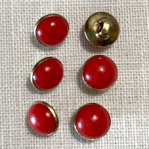 Bouton perle boule nacré cercle doré  / rouge coquelicot ** 10 mm ** vendu à l'unité - couture perle bijoux - b06