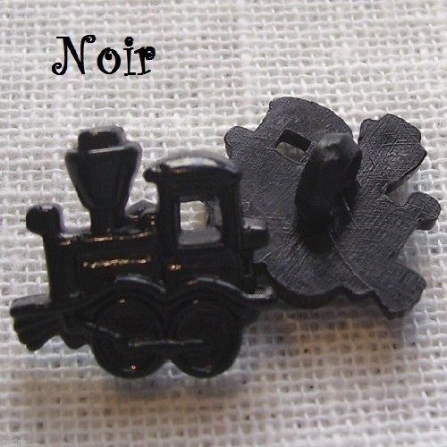 Bouton tige -train locomotive vapeur / noir ** 16 x 14 mm ** vendu à l'unité - tricot couture - b31
